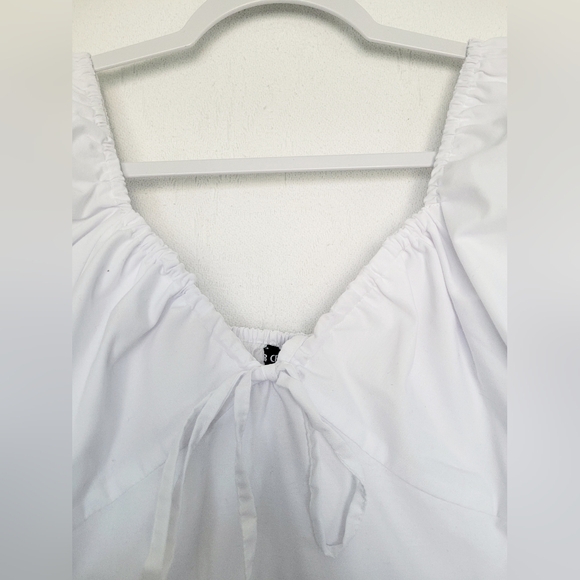 18 Centimeters Balloon/Puff Mini Dress Elastized Back Cotton Blend White Small - Picture 5 of 13